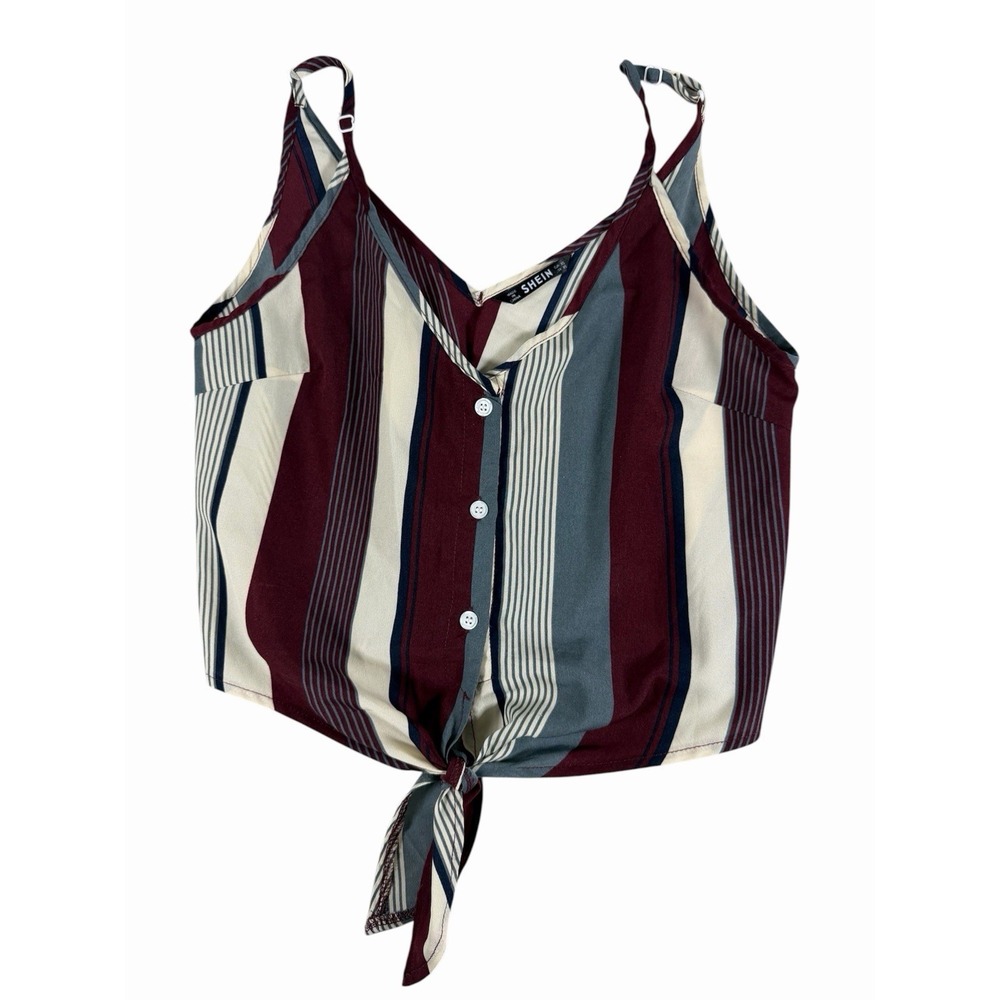 SHEIN Striped Button Front Knot Cami Top Size XS Spring/Summer Trendy Top